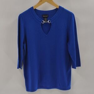 Lane Bryant Royal Blue Pullover Sweater Size 14 16 Silver Front Detail